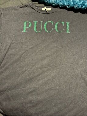 Emilio Pucci Black Tee with Green PUCCI Logo